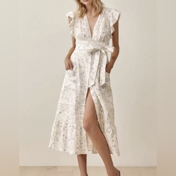 Reformation Dresses & Skirts - Reformation Lili Linen Midi Dress with Laurel Print